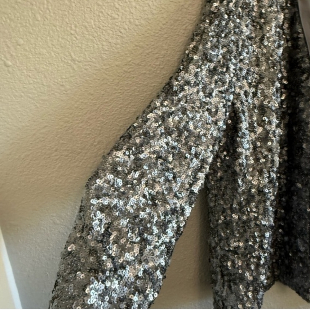 Chico's Open Front Sequin Jacket in Grey Size 2 (L/12) - Picture 2 of 5
